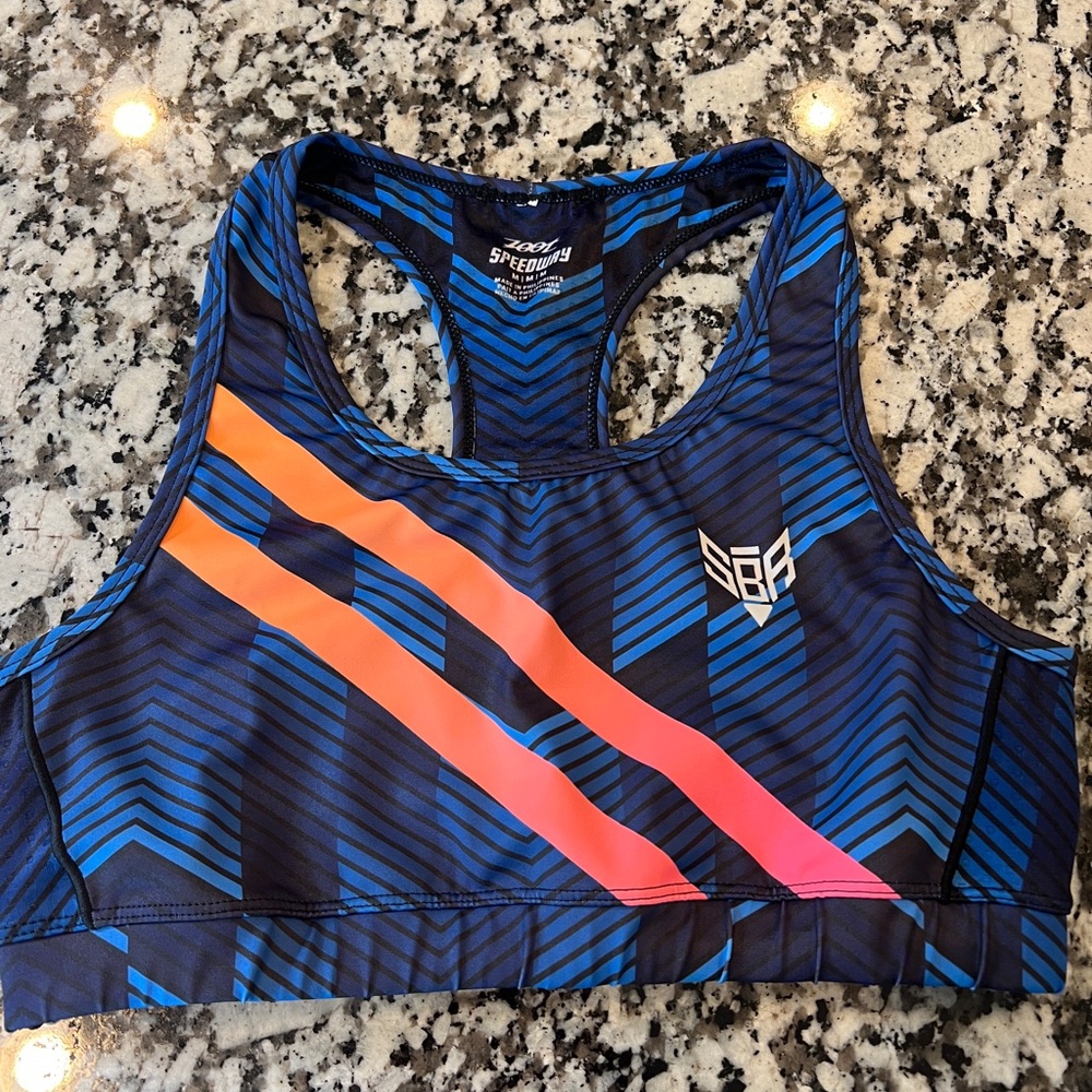 Zoot Sports Women's Blue and Orange Sports Bra